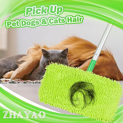 Reusable 100% Chenille Mop Pads Compatible with Swiffer Sweeper, Wet and Dry Flat mop Cover, 3 Pack Washable Pads for Surface/Hardwood Floor Cleaning