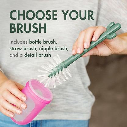 Boon Cacti Replacement Set - Bottle, Straw Brushes, Nipple, Detail - Non Toxic, Durable Nylon, Multicolor, 4 Count
