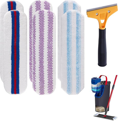 6 Pack Mop Replacement Pads Compatible with O Cedar H2pro Flat Mop System, Microfiber Mop Pads Replacements for O Cedar h2pro,Washable and Reusable H2pro Mop Refills for Hard Floor Deep Cleaning