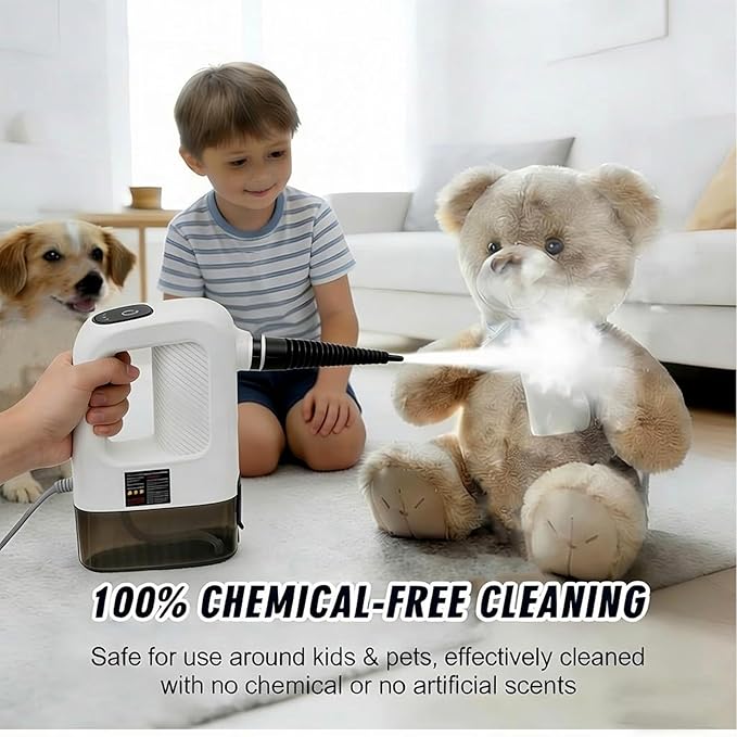 15-in-1 Pressurized Multi-Purpose Natural Handheld Steam Cleaner, 15s Instant Heat Portable Steamer with 400ml Tank, Multi-Surface Deep Cleaning for Home, Grout, Furniture, Couch, Car, Bathroom, Floor