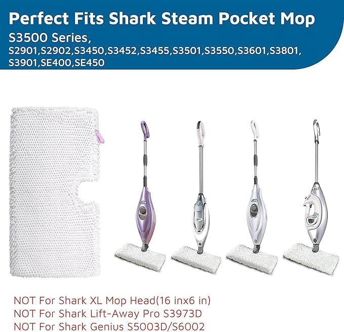 F Flammi 8-Pack Replacement Pads for Shark Steam Pocket Mop S3501 S3601 S3550 S3901 SE450 S3801, Dual-Action Microfiber & Scrubbing Refills for Hardwood Tile Floor Deep Cleaning, Washable & Reusable