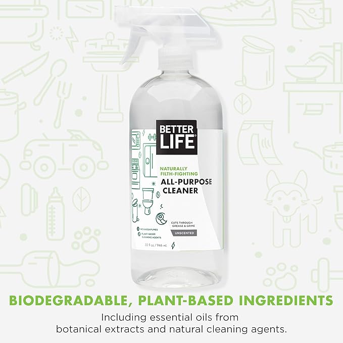 Better Life All Purpose Cleaner Unscented 32 Oz Pack of 2 + Tub and Tile Cleaner 32 Oz Pack of 2