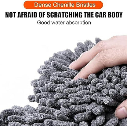 Double Head Car Wash Mop with Long Handle 360°Rotating Car Wash Brush Chenille Microfiber Cleaning Kit Not Hurt Paint Scratch Free(Single Set Mop)
