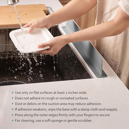 carrotez 2 Pack Silicone Kitchen Sink Splash Guard for Faucet — Silicone Water Splash Guard Mat, Quick Suction Setup, Gray(20.5 x 1.8 x 2.75")
