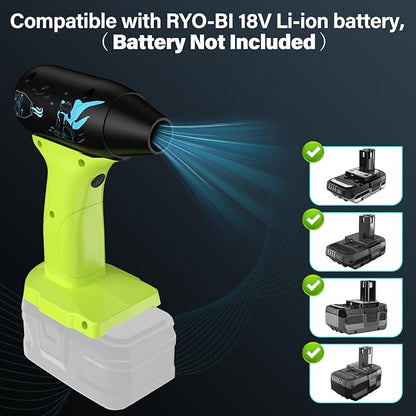 Jet Dry Mini Blower 130000 RPM High Speed Jet Fan, 4 Speed Control, Compatible with Ryobi 18V Battery, Cordless Handheld Blower for Car Drying & Cleaning (Battery Not Included)