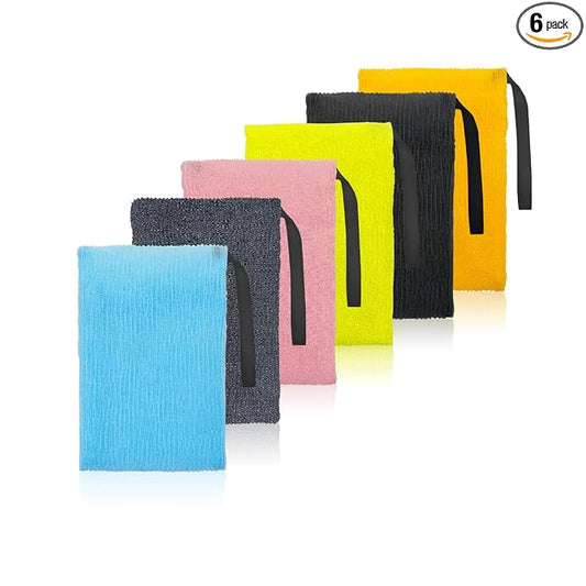 Soap Saver Bag, Soap Bag Soft for Shower, Exfoliating Mesh Soaps Saver Pouch Bags for Facial Body Cleansing Foaming (4.7''x7.8'', Grey, Black, Pink, Yellow, Orange, Blue)