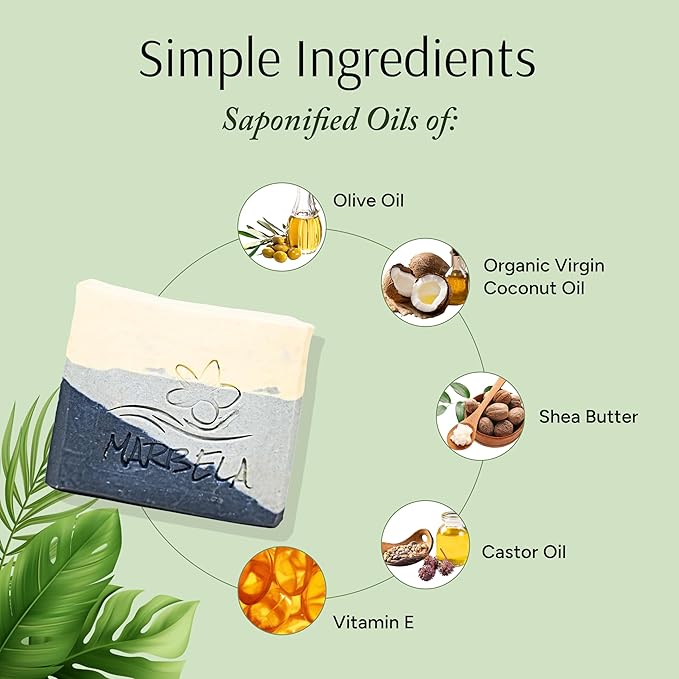 Marbela Cosmetics Handmade Soap Bar - Made in USA, Vegan Friendly, Palm Oil Free, Natural Bar Soap - Gentle Face & Body Soap for Daily Skin Care, Moisturizing & Nourishing - 3.5 oz (Stone & Feather)