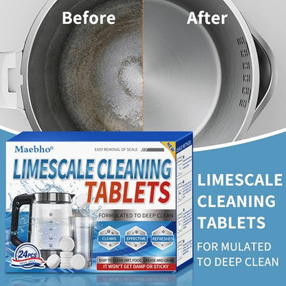 24 Packs Powerful Limescale Cleaning Tablets - Efficient Water Bottle Cleaning Tablets Perfect for Water Bottles, Tumblers, Removes stubborn stains KETTLE & Coffee Cup Cleaner (In Stock at the US)
