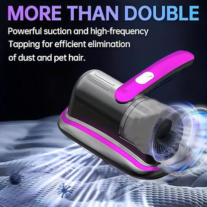 Rechargeable Handheld Bed Vacuum Cleaner, Super Suction and Low Noise, UV, Washable Filter for Deep Cleaning, Cordless Mattress Vacuum Cleaner, Effectively Cleans Beds, Sofas, Pet Hair and Carpets