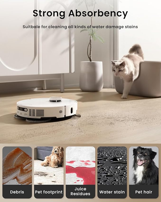12Pack Microfiber Vacuum Mop Cloth Pad for Dreame X50 Ultra/L20 Ultra/L10s Pro/L10s Pro Gen2/X40 Ultra/for Mova P10/P50 Robot Vacuum,Replacement Part Washing Mopping Pad Mop Pad