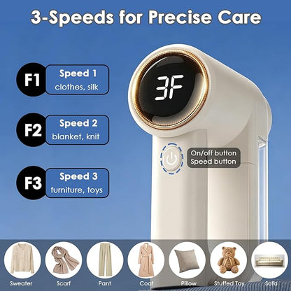 Fabric Shaver Rechargeable, 3-Speed Lint Shaver, 2-in-1 Lint Remover Shaver with 6-Leaf Blades & LED Display, Sweater Shavers to Remove Pilling, Pilling Remover for Clothes, Furniture, Blanket, Couch