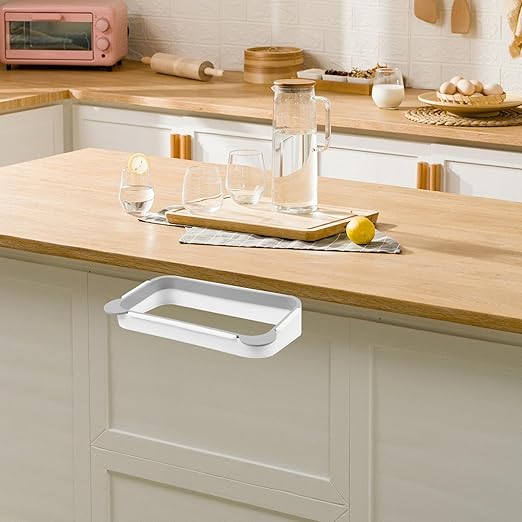 Ipetboom Hanging Trash Bag Holder Over The Drawer Kitchen Garbage Bag Rack Cabinet Door Organizer Plastic Space-Saving Gray