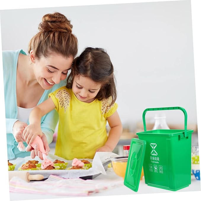 MAGICLULU Sturdy Handle Garbage Can Kitchen Compost Bin Lid Outdoor Compost Bucket Indoor Waste Bin