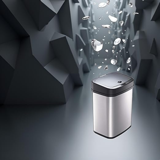 DZT-12-5 12L Stainless Steel Smart Waste Bin with Motion Sensor | Touchless Auto-Open Lid & Soft-Close for Bathroom, Kitchen & Office (Sliver)