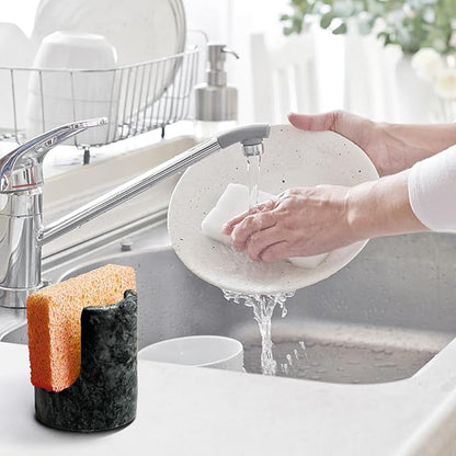 Marble Sponge Holder Sink Sponge Caddy for kichen counter Drying Rack for Sink Organizer Black Modern Stone Kitchen Sink Caddy