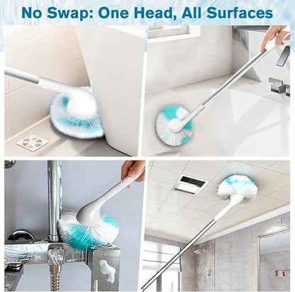 Tub Tile Scrubber Brush with 48" Long Handle, 2026 Version 2 Pc Non-Scratch Soft Tub Mop, All-in-One Adjustable Bathroom Brush for Bathtub, Shower, Sink & Faucet, and Wall Tile(2)