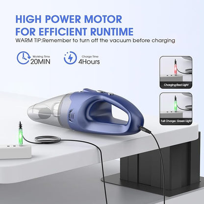 YOOHI Handheld Vacuum Cordless Rechargeable – 6000Pa Mini Hand Held Vacuum, LED Light, 20–25 Mins Runtime, USB Charging, 500ML Cup – Lightweight Small Vacuum Cleaner Cordless for Car/Office/Home