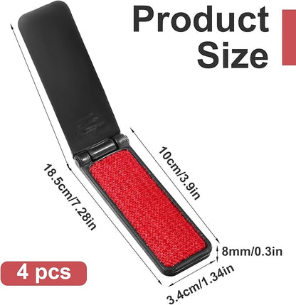 4 Pack Foldable Travel Lint Brush, Reusable Lint Brushes for Clothes, Sticky Surface Mini Travel Lints Remover, Fuzz Remover for Furniture Couch Sofa Pet Hair(Black)