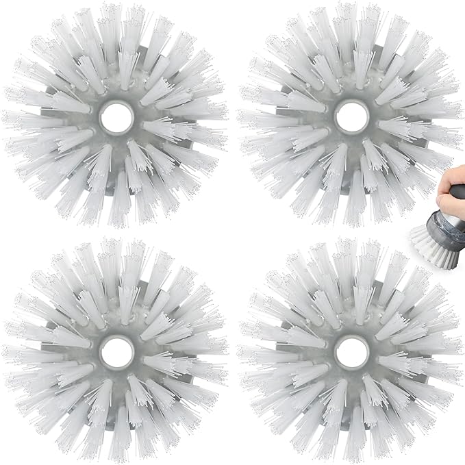 Palm Brush Refills for OXO Steel Soap Dispensing Dish Brush - 4 Pack Cleaning Replacement Brush Head for OXO Palm Brush(Grey)