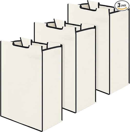 Bonuci 3 Pcs Laundry Sorter Replacement Bags Hamper Cart Removable Replacement Laundry Storage Organizer Bag Hamper Liner, No Hooks 14.76 x 8.66 x 21.65 Inch (Beige)