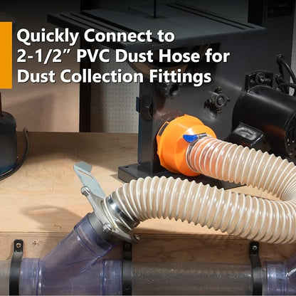 POWERTEC 70506 Quick Connect Dust Port Adapter for 1-3/4" ~ 2-1/2" Port to 4" & 2-1/2" Dust Collection Hose, with Threaded Adapter for POWERTEC Power Tool Vacuum Hose Kit