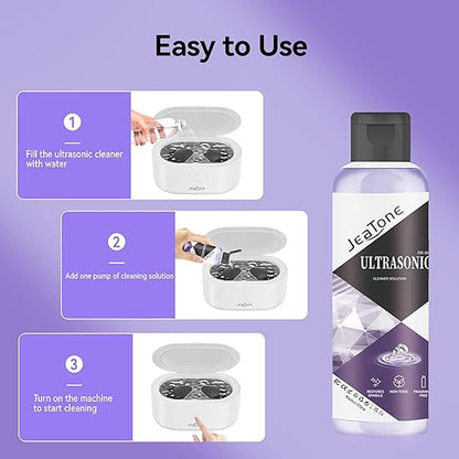 Ultrasonic Jewelry Cleaner Solution for Ultrasonic Cleaner Machine, Professional Cleaning of Jewelry, Diamonds, Gold, Silver, Remove Odors, Discoloration & Stains, Peach Scent, Purple, 8.5oz