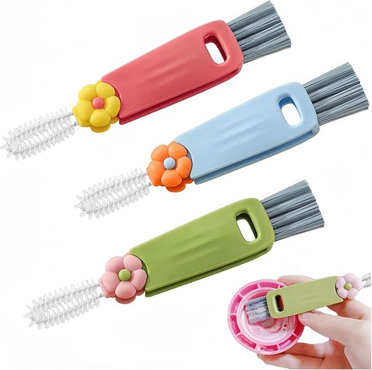 3 in 1 Cup Lid Cleaning Brush, Multifunctional Bottle Brush, Water Bottle Cleaner Brush, Portable Cup Lid Gap Cleaner, Home Kitchen Crevice Brush Tools (3 PCS)