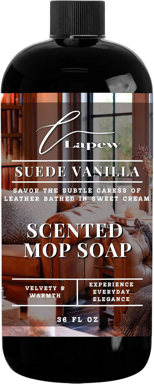 Lapew Suede Vanilla Scented Mop Soap - Luxury Floor Cleaner Concentrate for Mopping Tile, Laminate, Vinyl & Hardwood | Streak-Free, Low-Foam | 36 oz