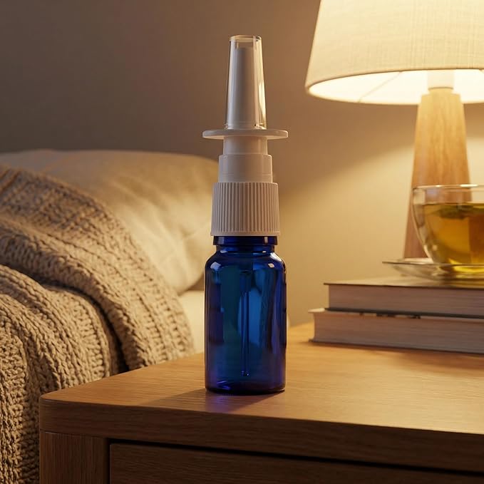 6PCS 10ML Glass Nasal Spray Bottles, Blue Empty Travel Sized Nose Sprayer Bottle,Refillable With Fine Mist Narsal Squeeze bottle,Nose Sprayer Nasal Cleanser with Funnel (10ml blue 6pcs)