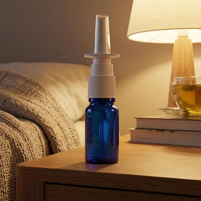 6PCS 10ML Glass Nasal Spray Bottles, Blue Empty Travel Sized Nose Sprayer Bottle,Refillable With Fine Mist Narsal Squeeze bottle,Nose Sprayer Nasal Cleanser with Funnel (10ml blue 6pcs)