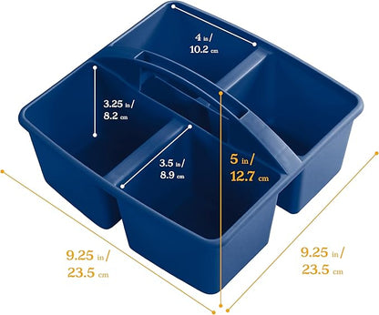 ECR4Kids 4-Compartment Medium Plastic Caddy, Multipurpose Organization, Earthtone, 6-Pack