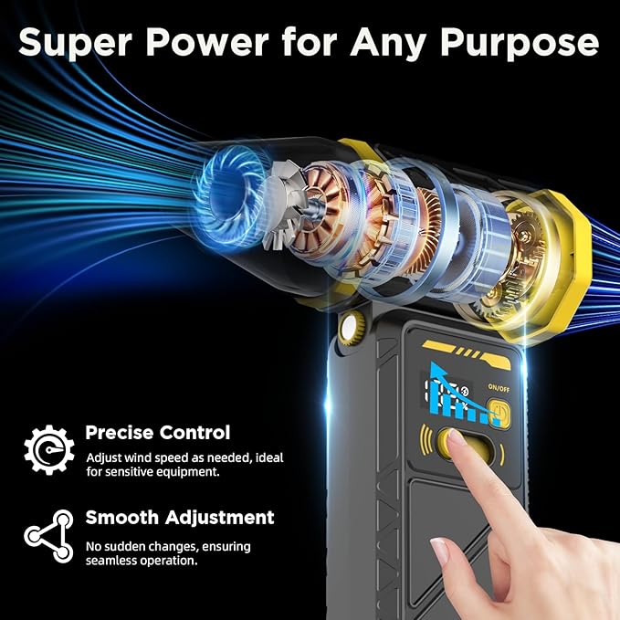 Upgrade Version-Cordless Air Duster-280000RPMSuper Power Air Duster Rechargeable,Stepless Speed Change Air Duster,with Display Screen & Light,Dust Blower for Computer, Keyboard, House,Outdoor and Car