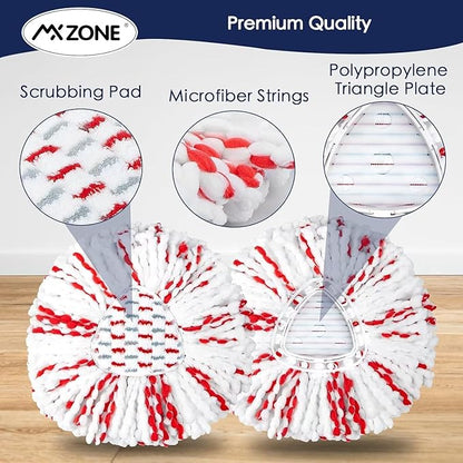 Spin Mop Replacement Heads Compatible with O-Cedar EasyWring 1-Tank System - Microfiber Mop Head Refills for Deep Floor Cleaning, Scrub Pad for Tile Hardwood Kitchen, 3Pack