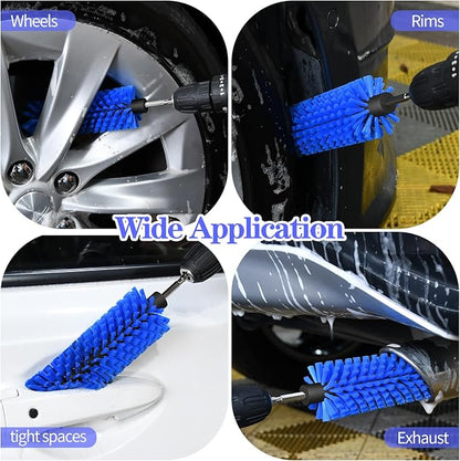 Drill Brush for Car Wheel and Bottle, Highly Dense and Durable Car Cleaning Brush for Wheels, Rims, Engines, Exhaust, Bottle