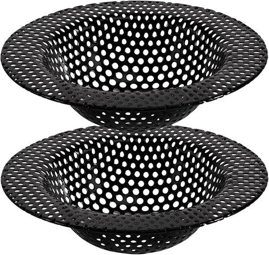 2 Pcs Black Stainless Steel Mesh Sink Drain Strainer, 4.45" Top/2.95" Kitchen Filter Trap Basket,Large Food Catch for Bathroom Bathtub Wash basin Floor drain balcony RV Drain Hole Electroplated Coatin