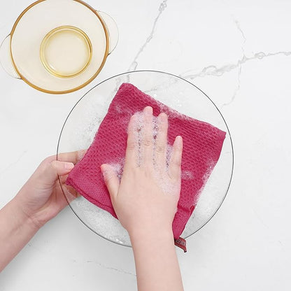Homaxy 100% Cotton Waffle Weave Kitchen Dish Cloths, Ultra Soft Absorbent Quick Drying Dish Towels, 12 x 12 Inches, 8-Pack, Hot Pink
