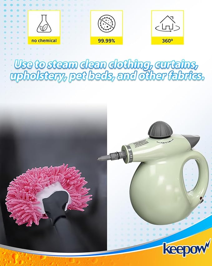 KEEPOW 10 Pack Steam Cleaner Attachments for Most Handheld Steam Cleaner Microfiber Cloths Cover Compatible with Bissell Steam Shot Omni/Wagner/McCulloch/Phueut Steam Cleaner Accessories