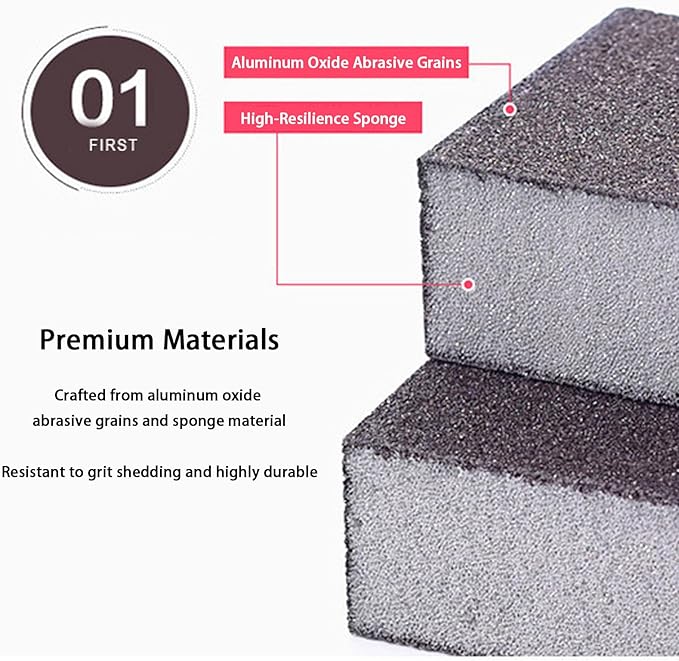Magic Emery Cleaning Sponge, Nano Carborundum Sponge for Pots and Pans, Heavy Duty Magic Emery Sponge for Kitchen Surface Cleaning, Efficient Magic Eraser for Pots and Pans (12Pcs)