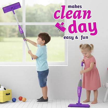 Kids Spray Mop, Toddlers Cleaning Playsets with Real Water Sprayer, Kids Mop Toys, Montessori Cleaning Set, Christmas Birthday Gifts for Boys and Girls Age 3 4 5 6, Purple