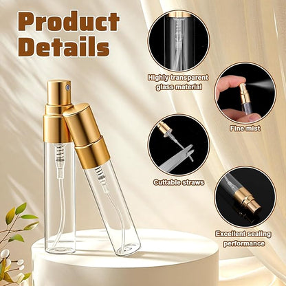 20 Pack 5ml Atomizer Glass Spray Bottles, Mini Perfume Spray Bottle, Fine Mist Atomizer Glass Bottle, Travel Size Mini Spray Bottles for Fragrance, Essential Oils, DIY Samples (Gold)
