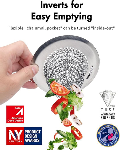 WOKDADA Upgraded Kitchen Sink Drain Strainer, Patented Reversible Kitchen Sink Strainer, 304 Stainless Steel Sink Strainer Basket, Anti-Clogging & Handmade, Fit US Standard 3-1/2'' Sink Hole