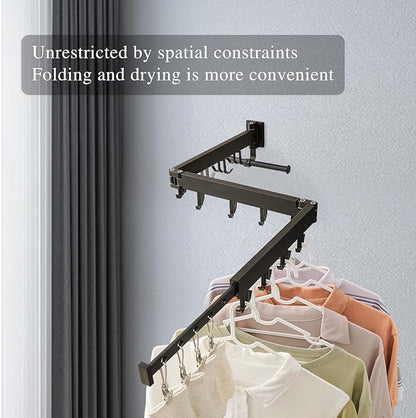 RFOUO Wall Mounted Clothes Drying Rack,Drying Rack Clothing Wall Mount with Foldable Features(Tri-Fold),Space Saver,Wall Mounted Drying Rack for Laundry Balcony Bathroom (Black)