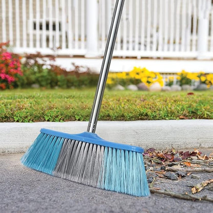 LandHope Heavy Duty Broom, 15.75in Wide Push Broom, 45.67in Long Handle, Adjustable, Floor Sweeper for Indoor Outdoor Commercial Warehouse Home Kitchen Patio Garden Garage