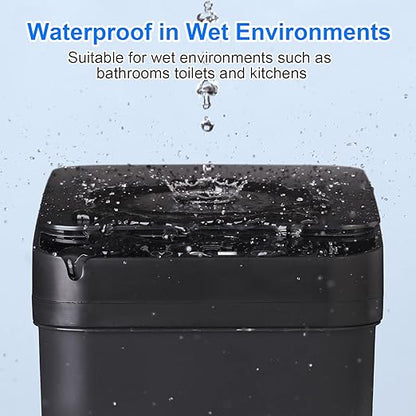 Anborry Bathroom Automatic Trash Can 3 Pack 2.2 Gallon Motion Sensor Touchless Small Slim Garbage Can with Lid Smart Electric Narrow Garbage Bin for Bedroom Living Room Office Kitchen (Black)