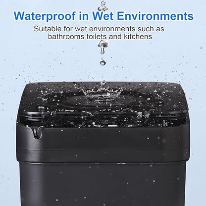 Anborry Bathroom Automatic Trash Can 4 Gallon Touchless Motion Sensor Small Garbage Can with Lid Smart Electric Plastic Narrow Garbage Bin for Living Room Bedroom Office Kitchen (Black)