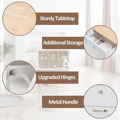 AHB Double Tilt Out Trash Can Cabinet Hidden Kitchen Trash Can, 2x13 Gallons Freestanding Recycling Cabinet with Hideaway Drawers Pet Proof Trash Can for Kitchen Living Room, White
