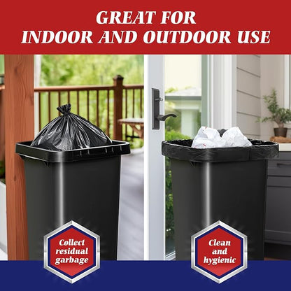 Teivio 55-60 Gallon Black Trash Bags | 180 Bags Extra Large Multi-Use Heavy Duty Commercial Garbage Bags | Lawn And Leaf Bags | Outdoor Yard Waste Bag | Contractor Workshops Trash Bin Liner