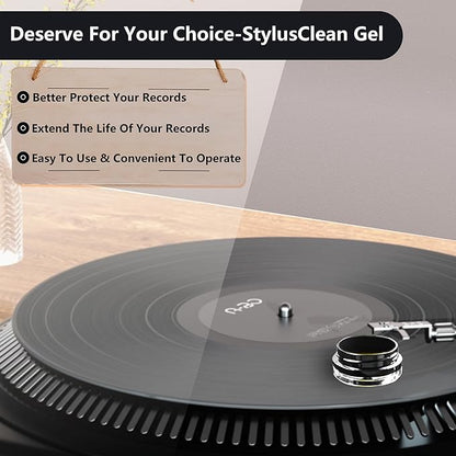 Turntable Stylus Clean Gel - Premium Anti-Static & Zero-Dust Stylus Cleaner, Dirt and Debris Dry Cleaning Mixture for Vinyl Record Player Needle (Black)
