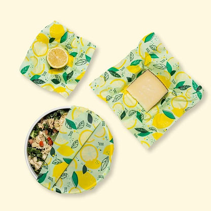 Bee's Wrap - Limited Edition - Beeswax Wraps for Food - 3 Pack of Assorted Beeswax Wraps - Small, Medium & Large Wrap - Plastic Free Made in USA Reusable Natural Food Wrap - Fresh Squeeze Print