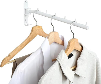 Mooche Swing Clothes Hanger Rack, Garment Racks Folding Clothes Bar Wall Mounted, 180°Rotation Laundry Drying Rack 304 Stainless Steel Space Saving for Laundry Room Bedroom Balcony, 11.93" Long